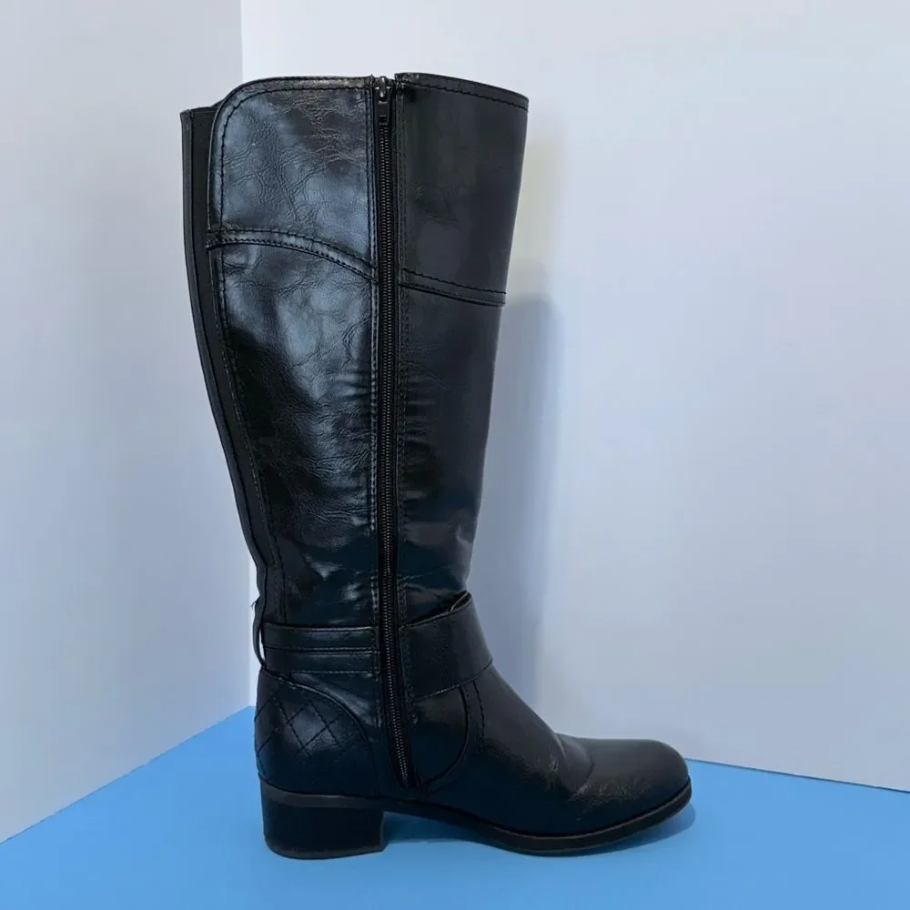Unisa Women's Black Leather Knee-High Boots Size 6M Style
